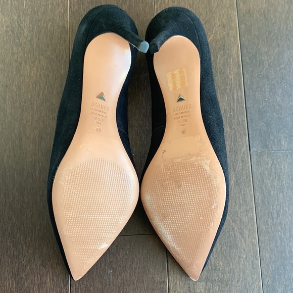 SCHUTZ Black Suede Analira Pointed Toe Pump Heels 9.5US - Picture 7 of 10